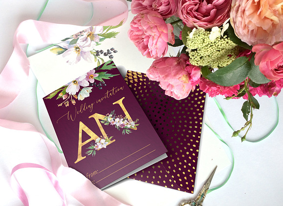 Gold flower alphabet in Illustrations - product preview 2