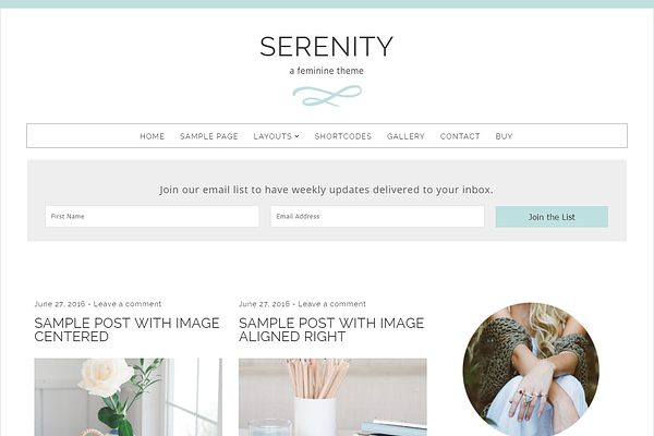 Feminine WordPress Theme: Serenity