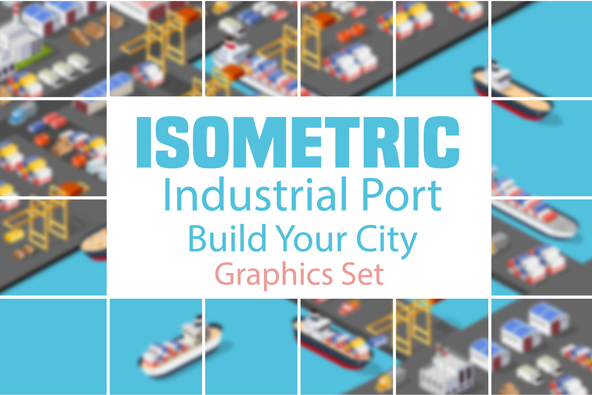 Isometric port cargo ship in Illustrations - product preview 8
