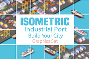 Isometric port cargo ship
