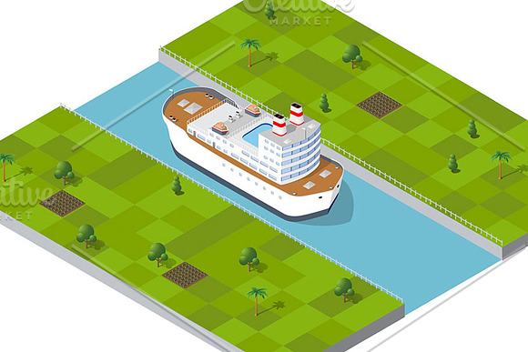 Isometric port cargo ship in Illustrations - product preview 7
