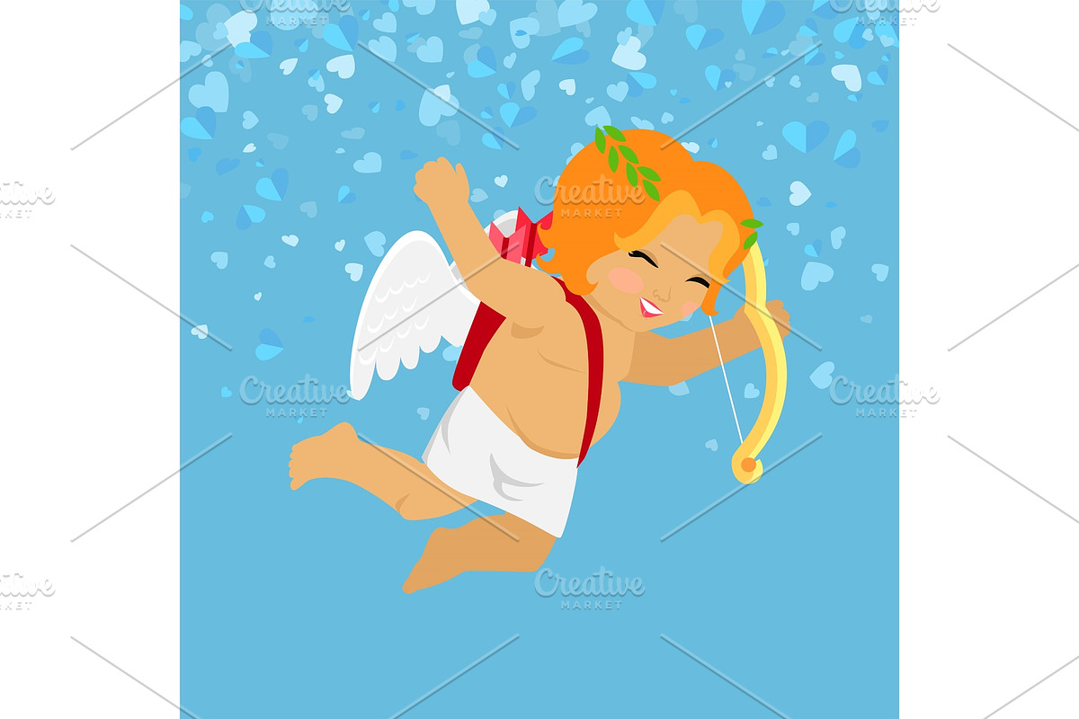 Cheerful Cupid Holding Bow in Illustrations - product preview 8