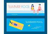 Summer Pool Vacation Posters Vector
