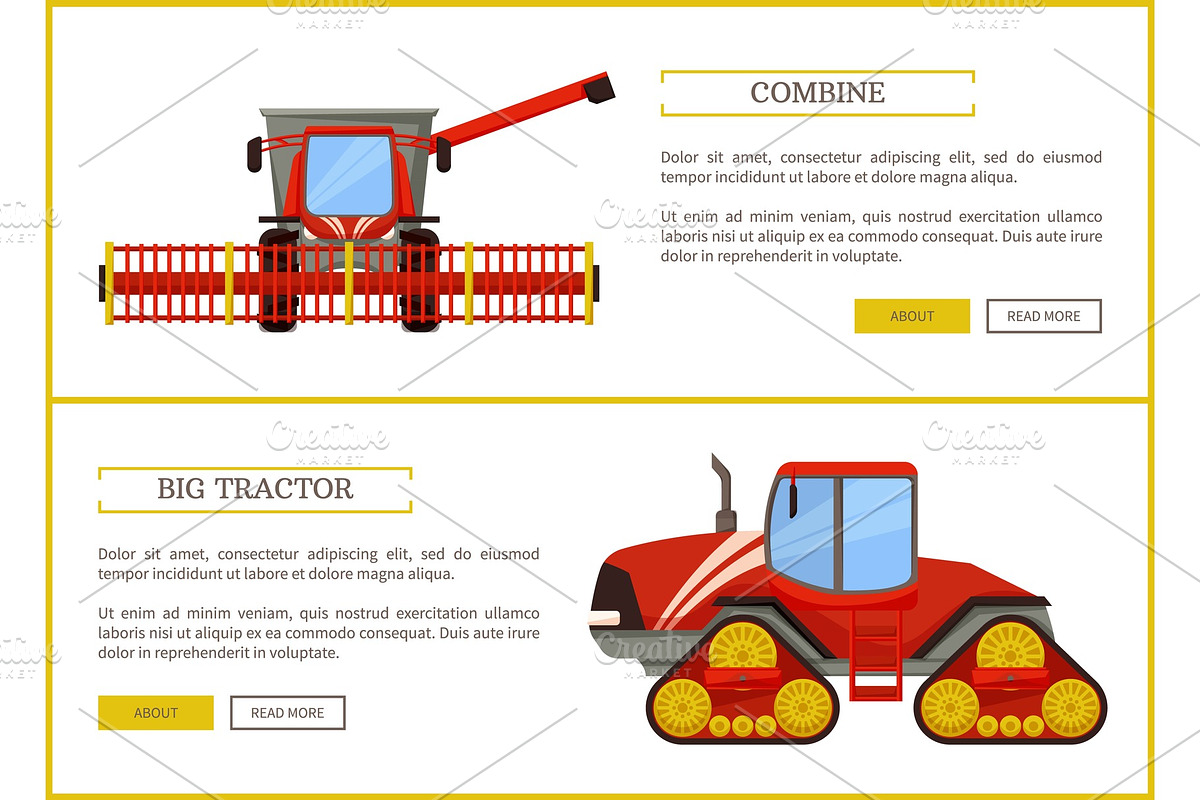 Combine Tractor Agriculture Vector in Illustrations - product preview 8