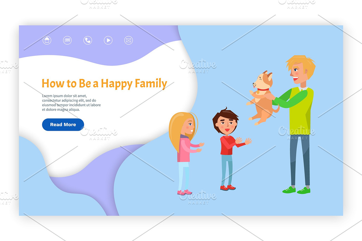 Happy Family with Dog Website with in Illustrations - product preview 8