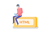 HTML Freelancer Man Working on