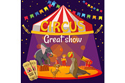 Great circus show concept, cartoon