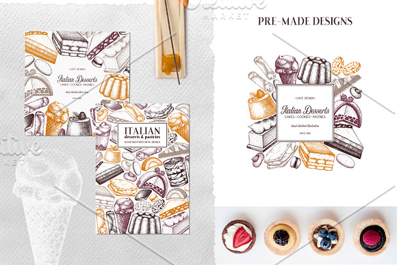 Italian Desserts & Pastries Set in Illustrations - product preview 7