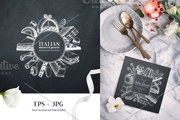 Italian Desserts & Pastries Set in Illustrations - product preview 9
