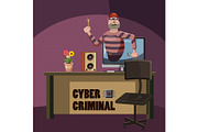Cyber attack criminal spy concept
