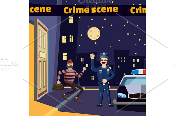 Criminal scene catch thief concept