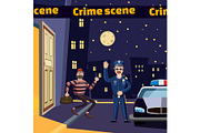 Criminal scene catch thief concept