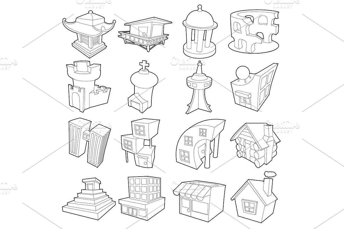 Different architecture icons set in Illustrations - product preview 8