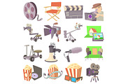 Movie cinema symbols icons set