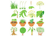Nature green symbols icons set