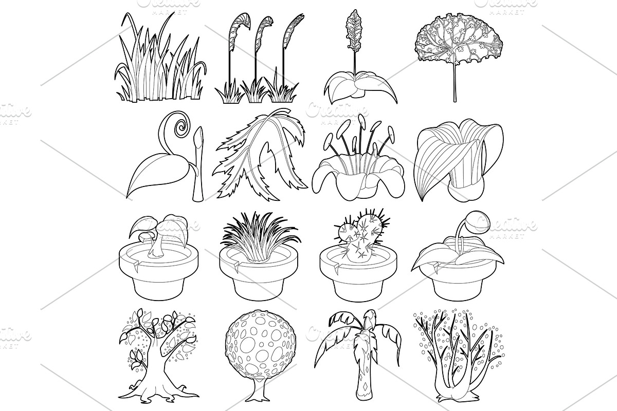 Nature green symbols icons set in Illustrations - product preview 8
