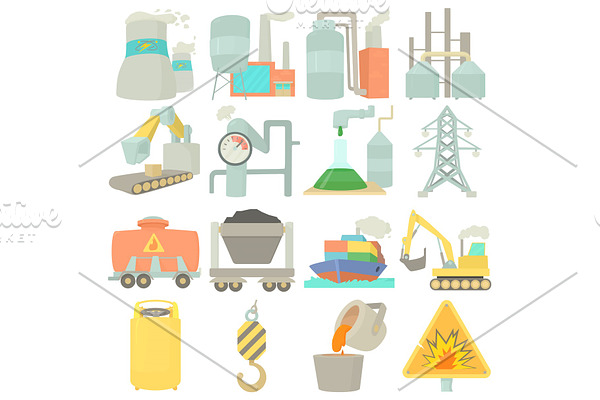 Industrial symbols icons set