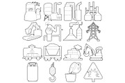 Industrial symbols icons set