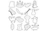 Turkey travel symbols icons set