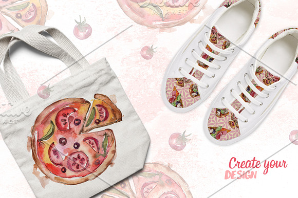 Pizza Watercolor png in Illustrations - product preview 1
