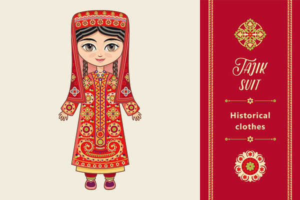 The girl in Tajik dress.