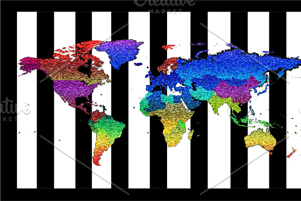 Artistic colorful World map borders