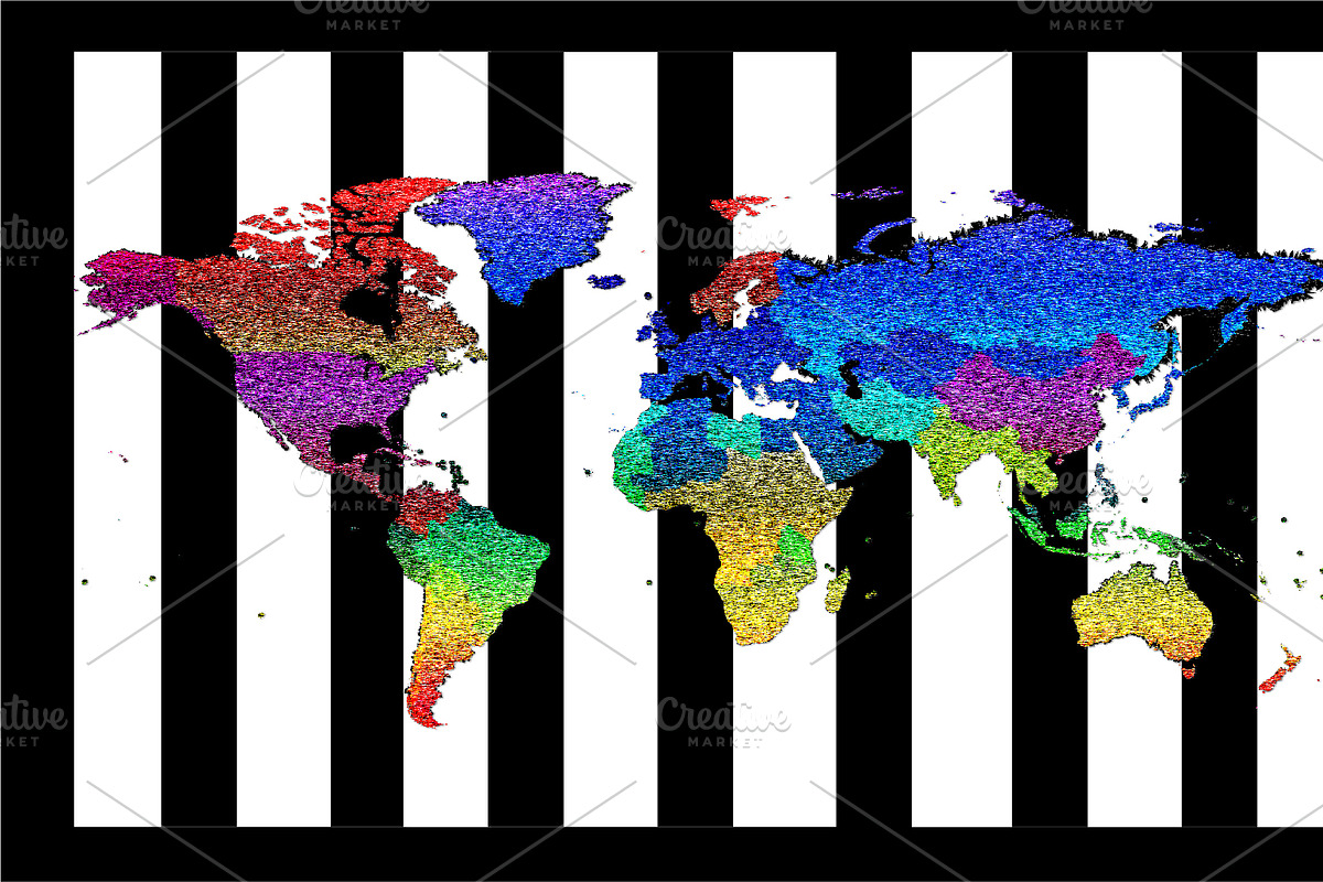 Artistic colorful World map borders in Graphics - product preview 8
