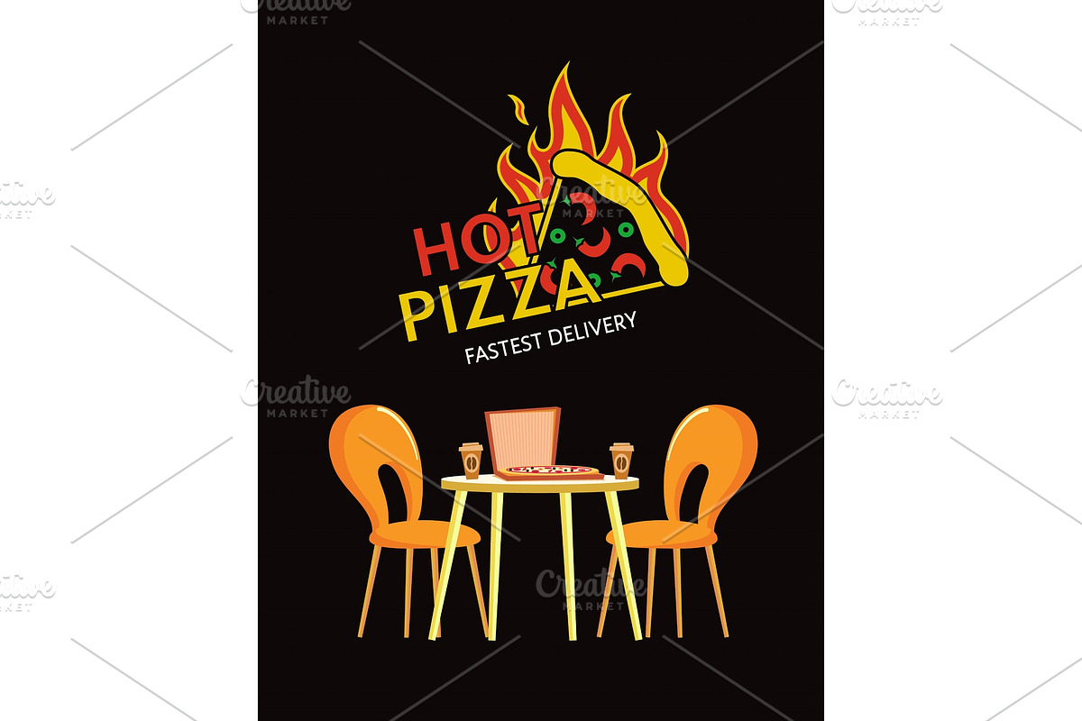 Hot Pizza Fastest Delivery, Pizzeria in Illustrations - product preview 8
