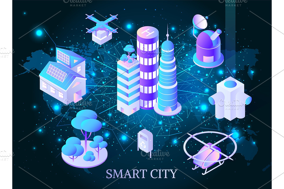 Smart City Skyscrapers with in Illustrations - product preview 8
