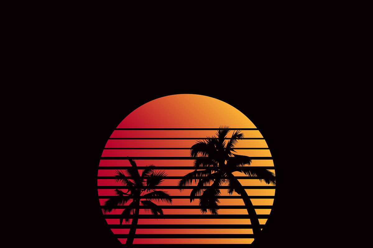 80s Retro Sci-Fi sunset. vector in Illustrations - product preview 8