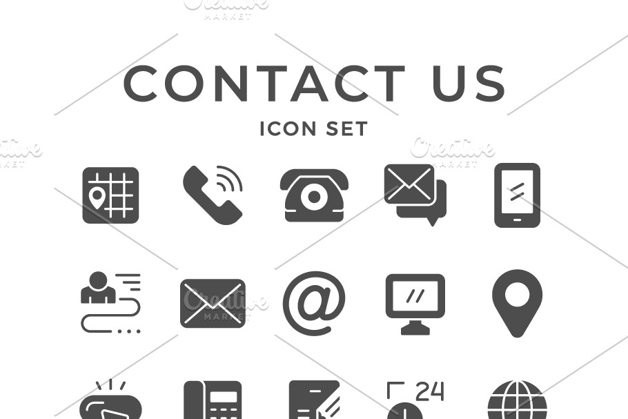 Set icons of contact us in Icons - product preview 8