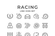 Set line icons of racing