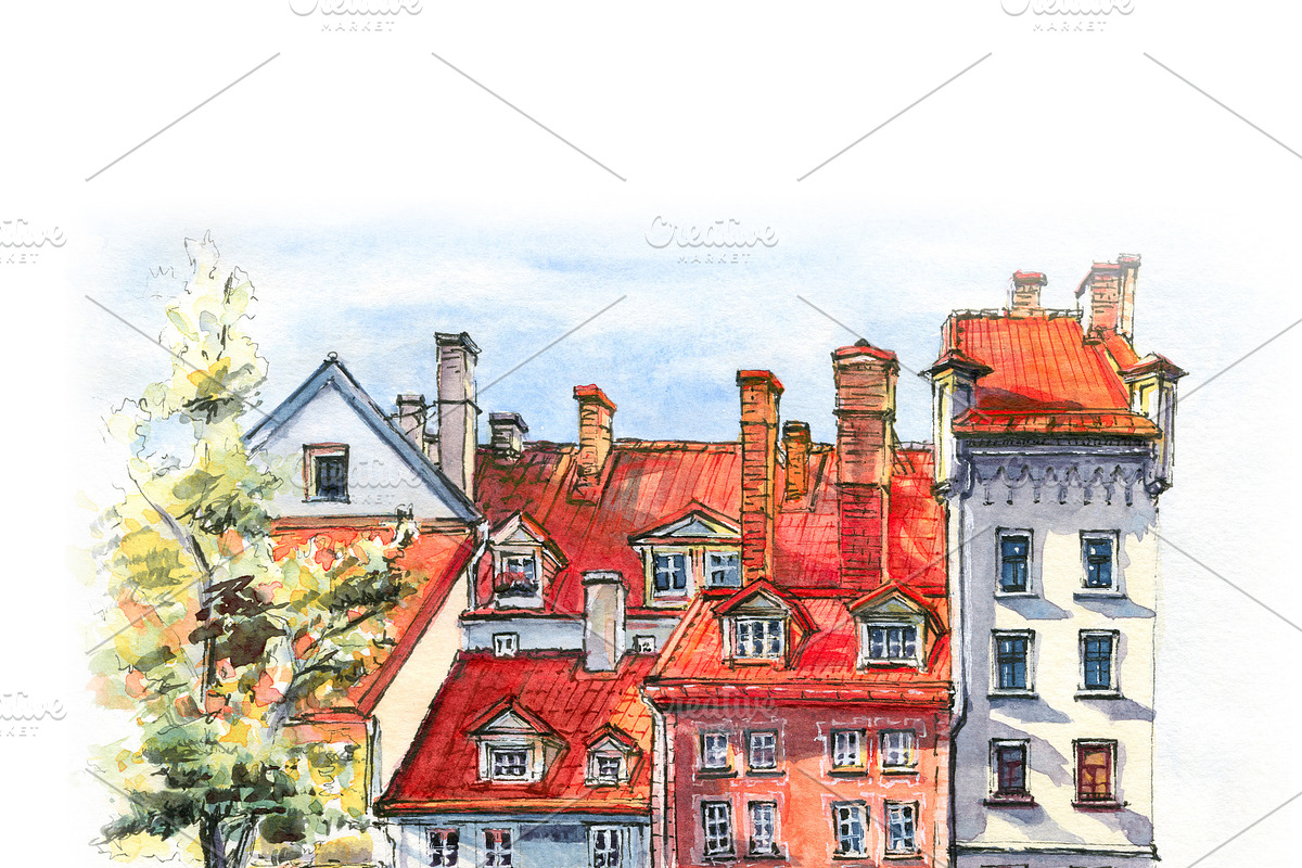 Livu square in Old town of Riga in Illustrations - product preview 8
