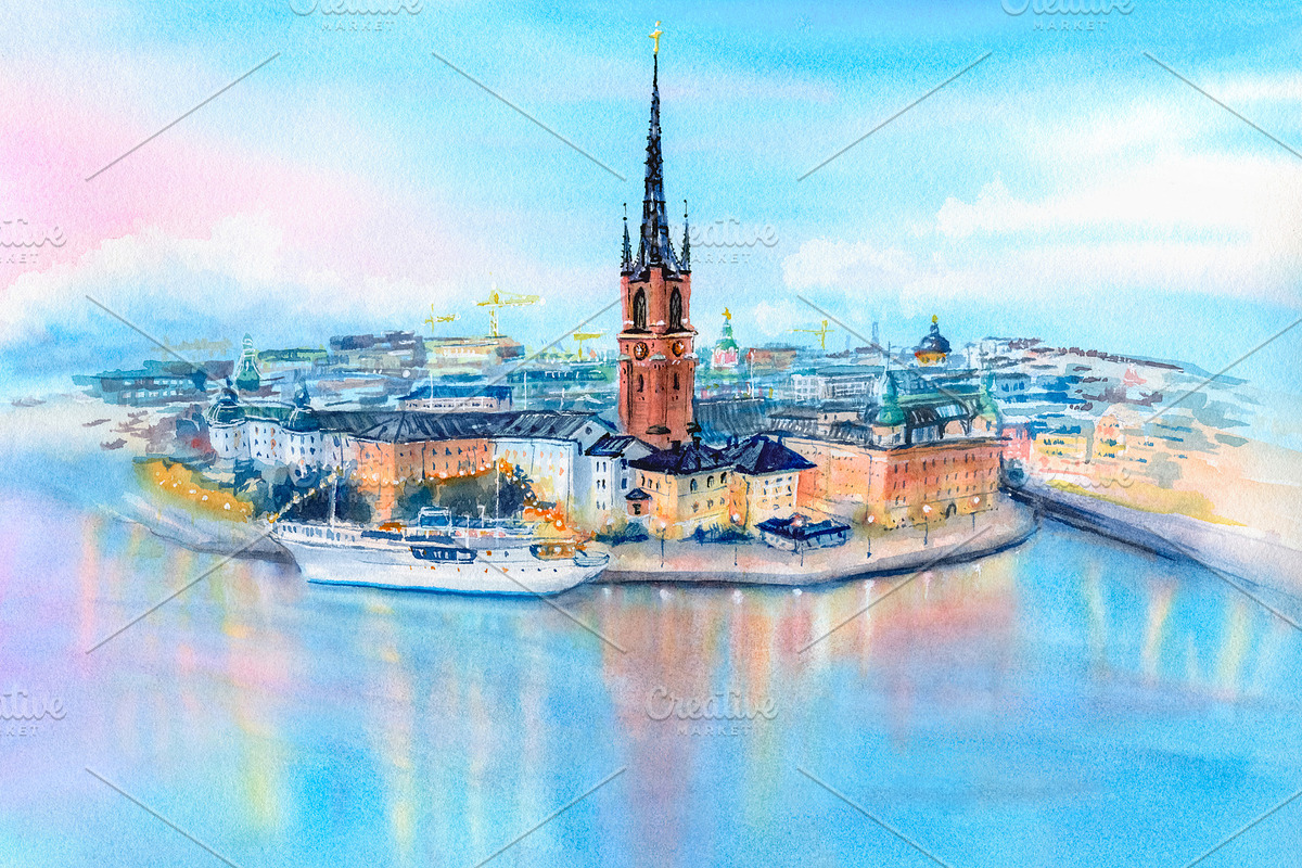 Gamla Stan in Stockholm, Sweden in Illustrations - product preview 8
