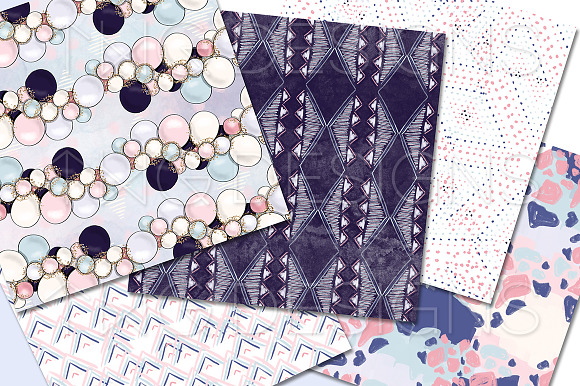 Navy & Pink Abstract Digital Papers in Patterns - product preview 1