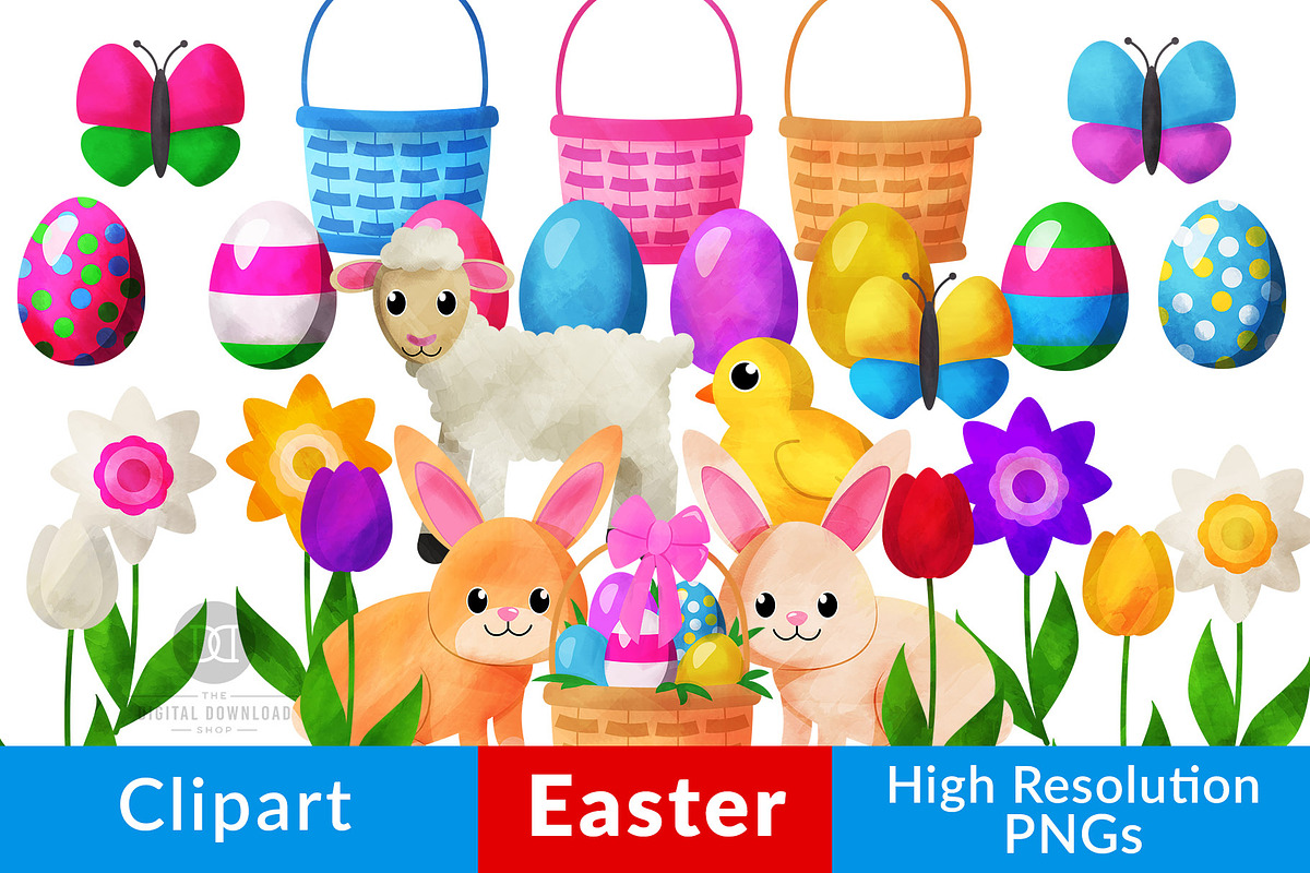Watercolor Easter Clipart in Illustrations - product preview 8