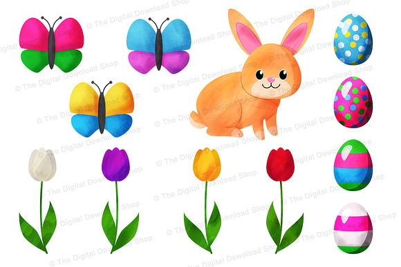 Watercolor Easter Clipart in Illustrations - product preview 2