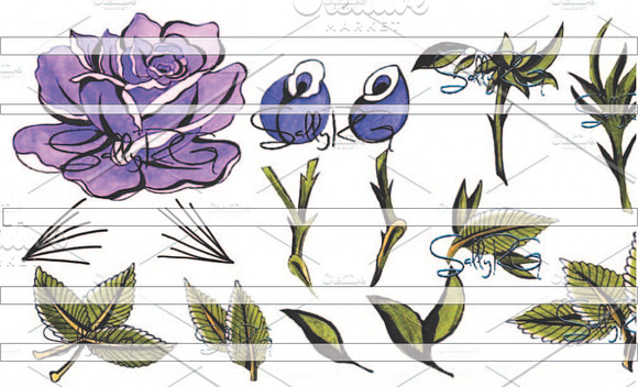 Blue Watercolor Rose in Illustrations - product preview 1