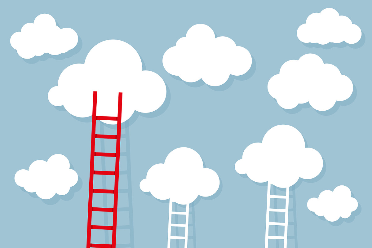 Ladder from cloud. Goal setting in Illustrations - product preview 8