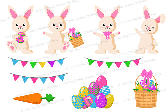 Easter Bunny Clipart in Illustrations - product preview 1