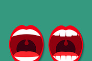 Open Mouth with Teeth Vector flat