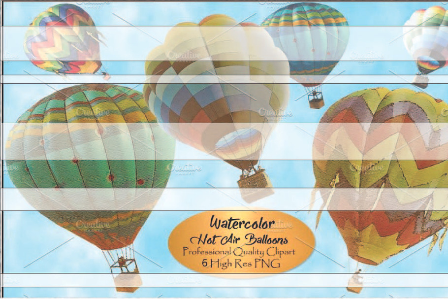 Hot Air Balloons-Watercolor Balloons in Patterns - product preview 8