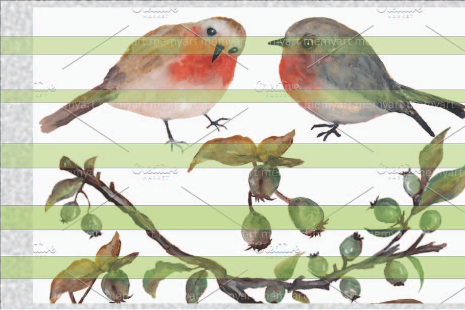 Watercolor Autumn Birds in Illustrations - product preview 8