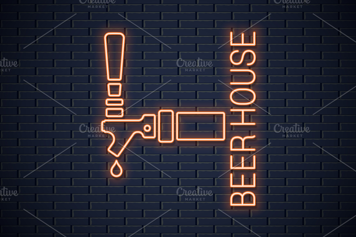 Beer tap logo neon sign. in Illustrations - product preview 8