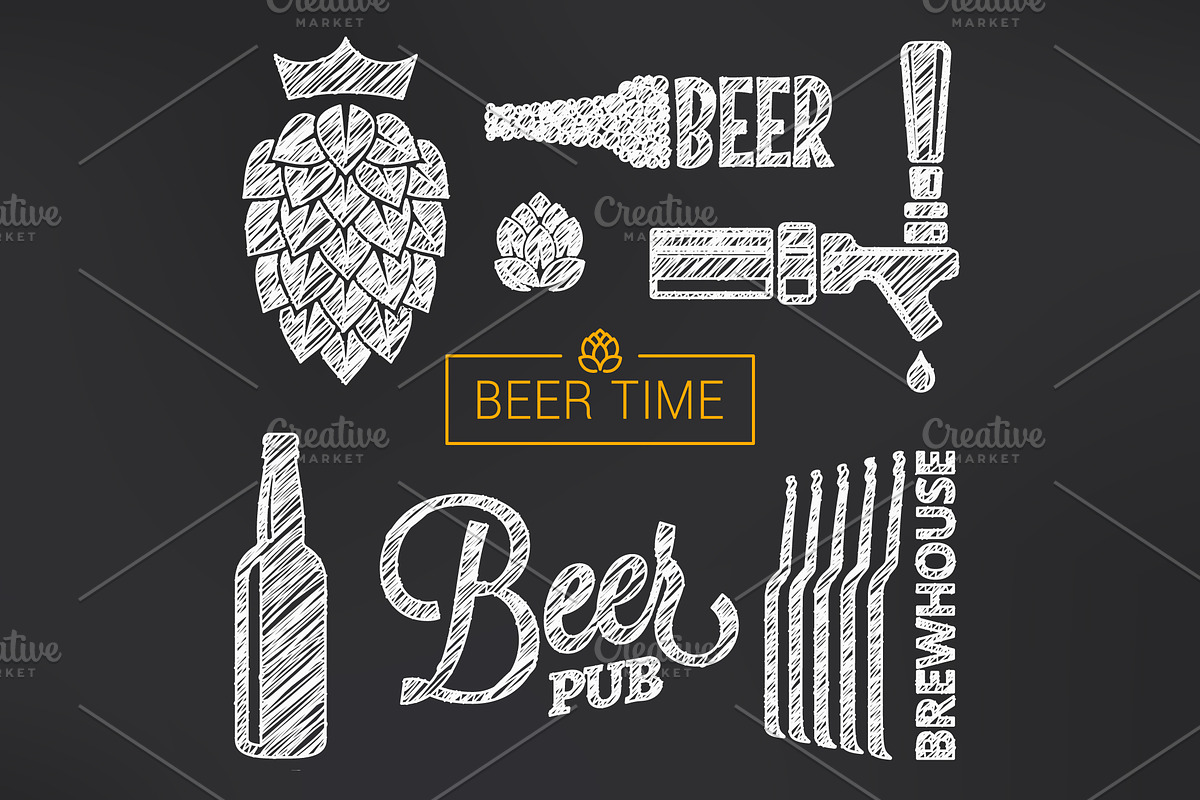 Beer sketch vector set. in Illustrations - product preview 8