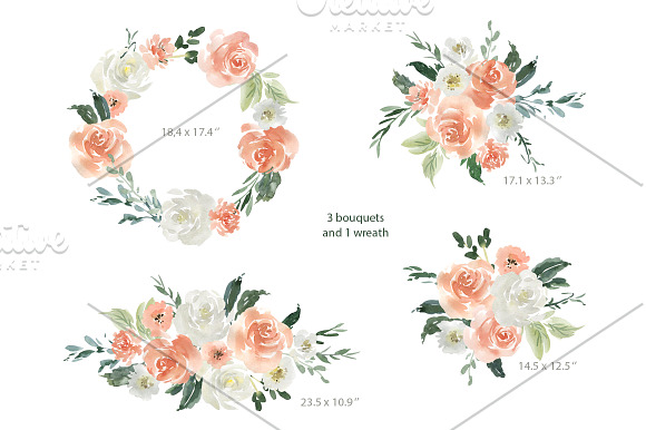 Pink Coral & White Watercolor Flower in Illustrations - product preview 2