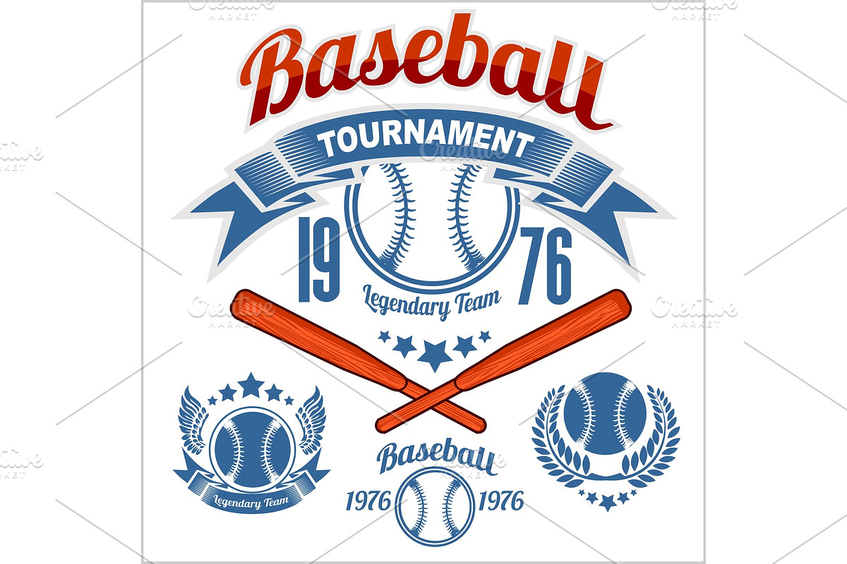 American baseball emblem in Illustrations - product preview 8