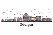 Outline Udaipur India City Skyline