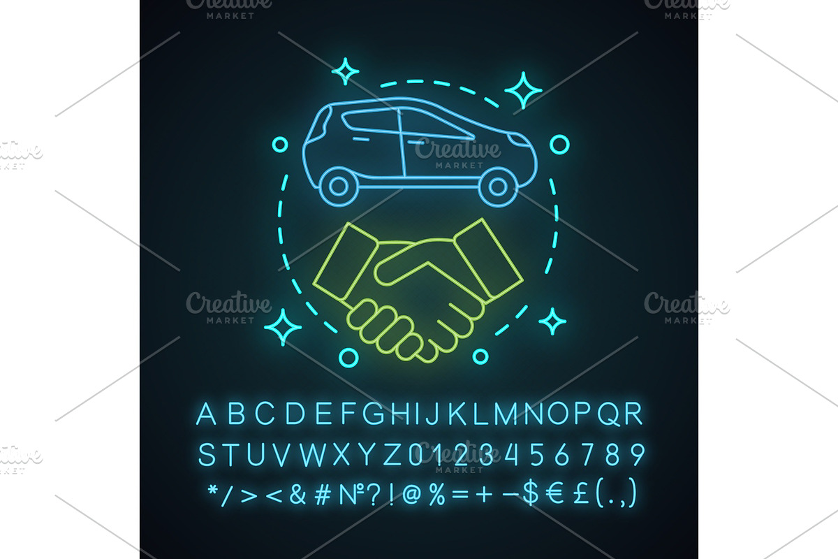Car leasing deal neon light icon in Icons - product preview 8