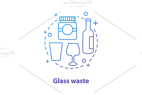 Glass waste concept icon